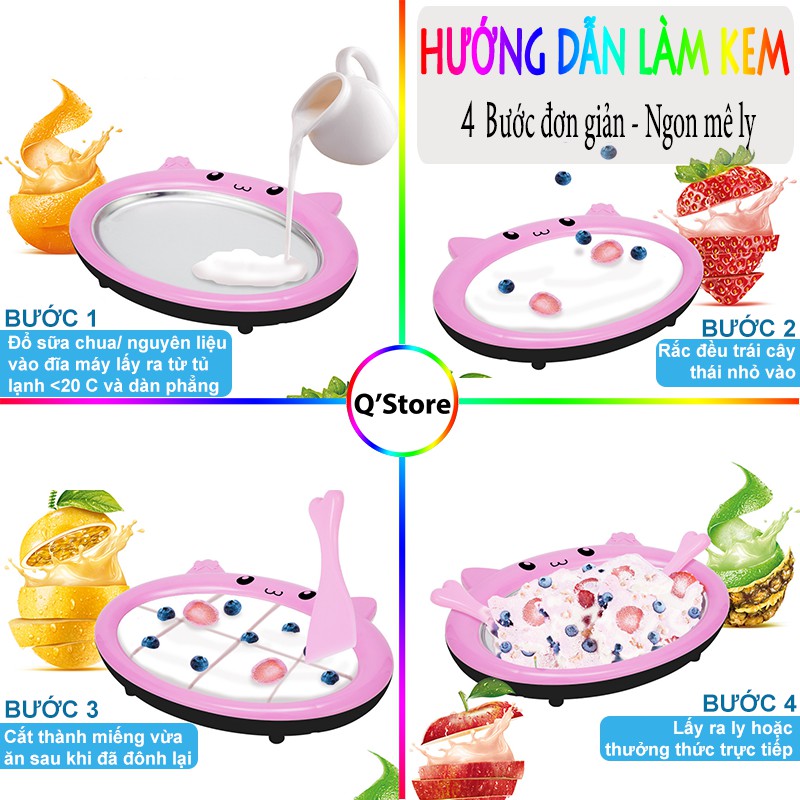 Máy Làm Kem ⭐SIÊU Hot⭐ Làm Kem Cuộn Mini Đơn Giản, Thuận Tiện, Không Dùng Điện Phù Hợp Với Mọi Lứa Tuổi