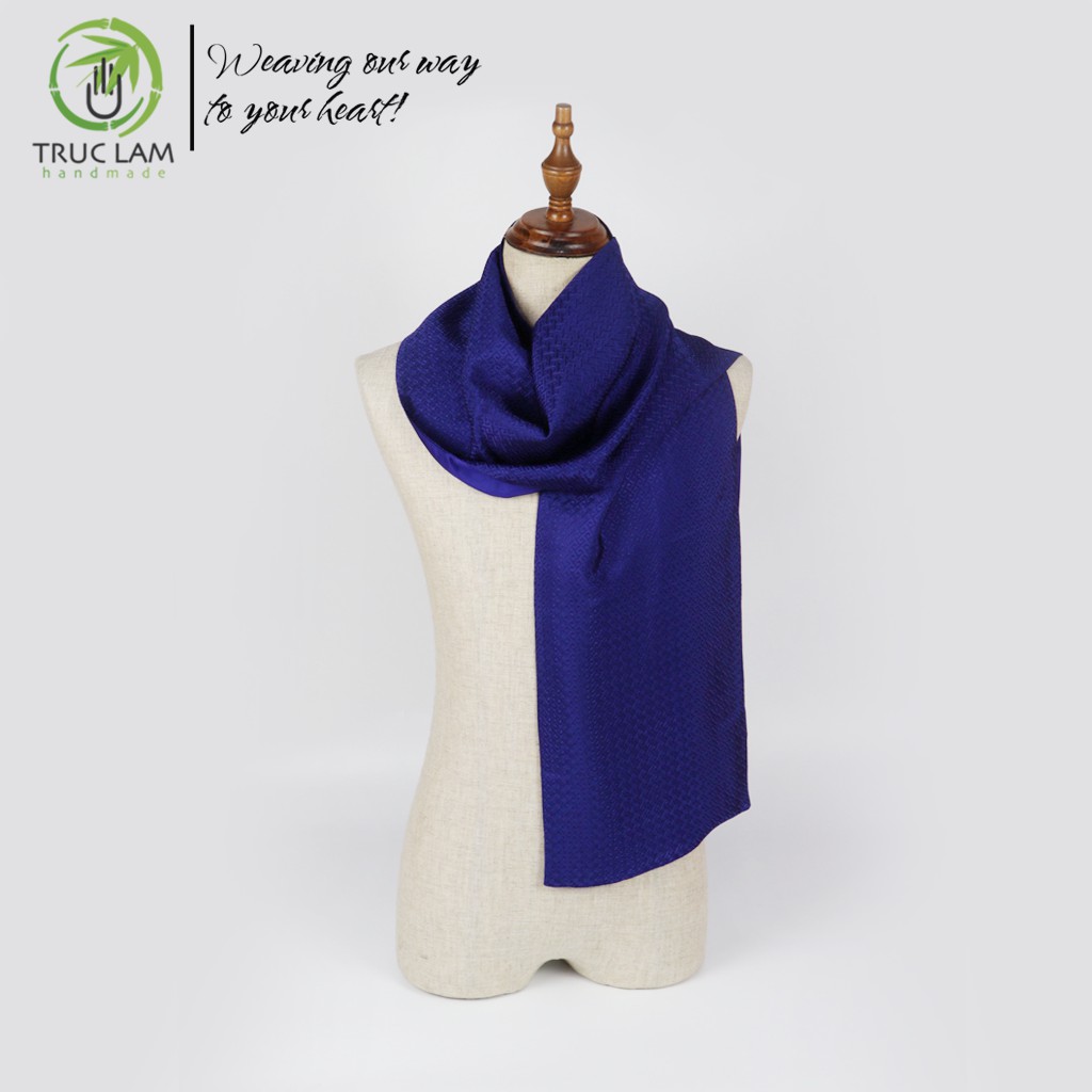 Khăn Choàng Nam Thời Trang Cao Cấp Hai Lớp Vải 70% Silk 30% Rayon Họa Tiết Chữ Triện - Trúc Lâm Handmade