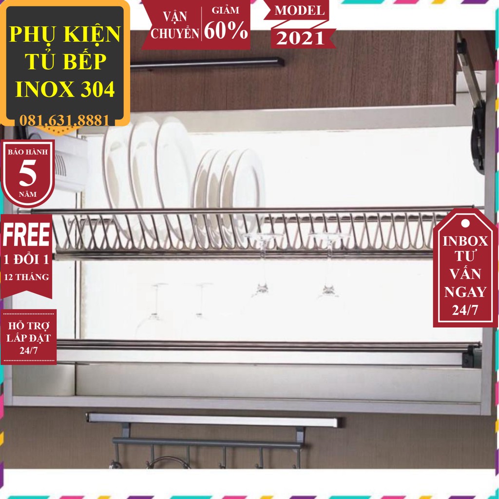 Giá để bát đĩa cố định dạng chữ V cao cấp lắp tủ bếp Inox 304 2 tầng- 3 tầng