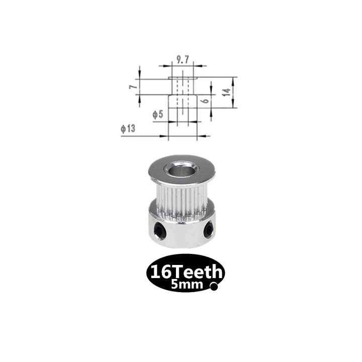 Puli GT2 trục 5mm 16 răng