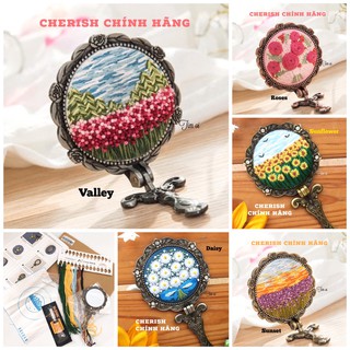 (Sẵn) - Kit thêu gương cầm tay có chân Cherish (có 6 mẫu) dùng khung 13cm