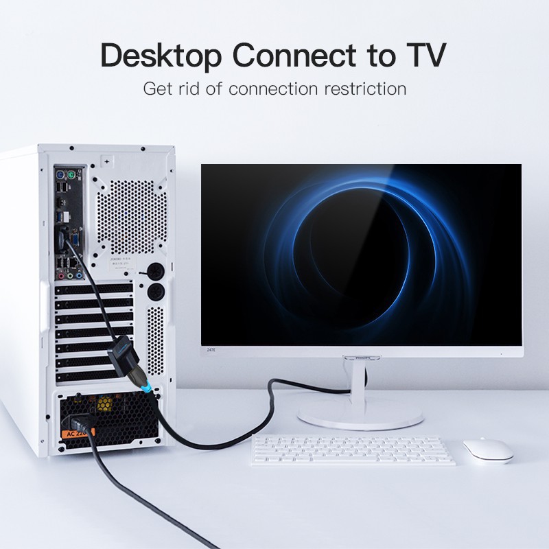 Cáp chuyển VGA to HDMI Vention ACNBB hỗ trợ nguồn và audio Hàng Chính Hãng
