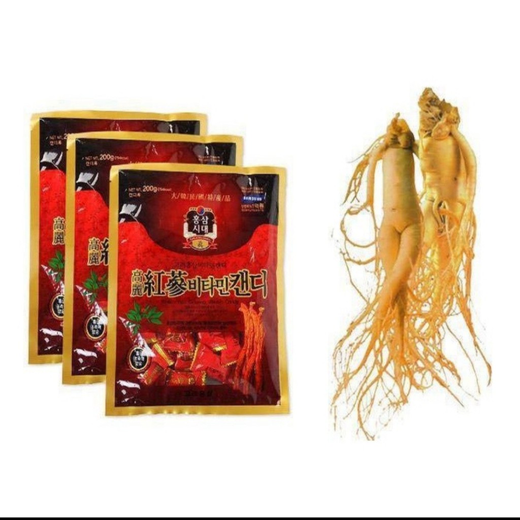 Kẹo hồng sâm vitamin Hàn Quốc giúp tỉnh táo sảng khoái tinh thần gói 200g×2,PP Ánh Dương Korea
