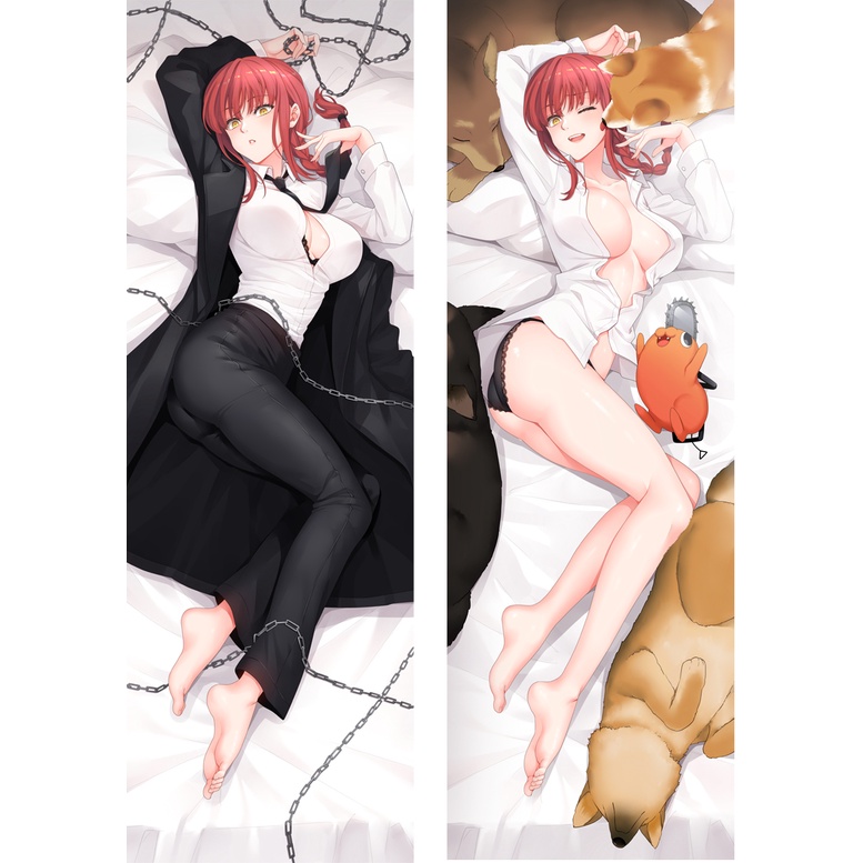 Vỏ Gối Ôm In Hình Anime Chainsaw Man Makima Dakimakura 60x180cm