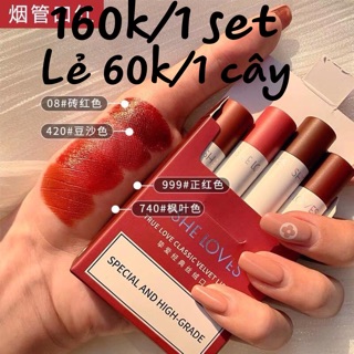 (Có sẵn) son nội địa Trung She Loves True Love Classic Velvet Lip Closs/Lipstick