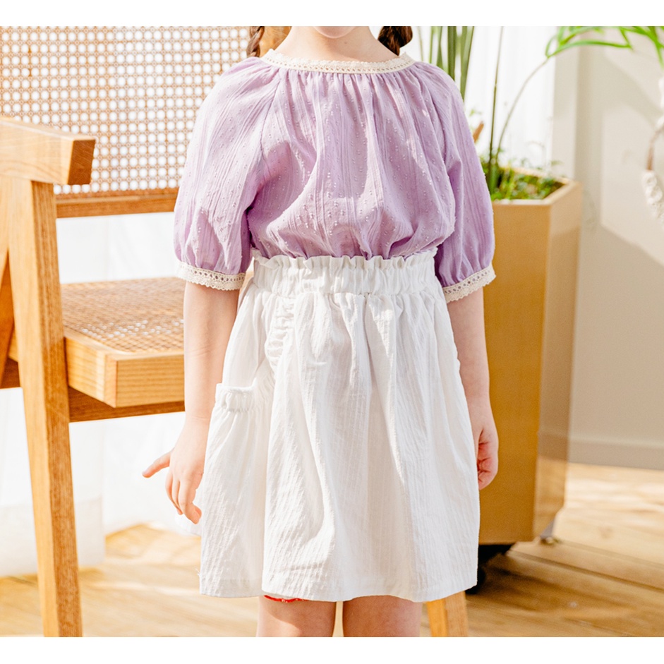 Áo bé gái Hàn Quốc Bebezoo cộc tay _ Pastel cổ tròn