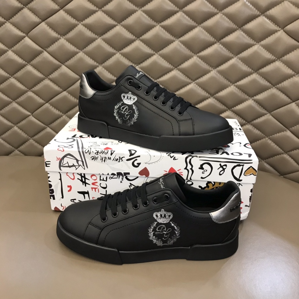 Giày sneaker nam da thật cao cấp Dolce &Gabbana D&G kiểu dáng basic, dễ phối đồ