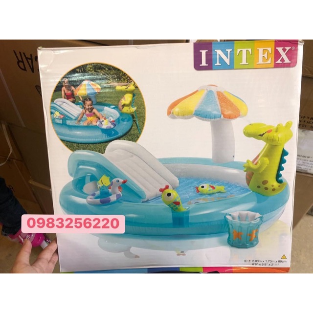 (echi) Bể bơi phao cầu trượt Intex