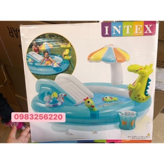 (echi) Bể bơi phao cầu trượt Intex