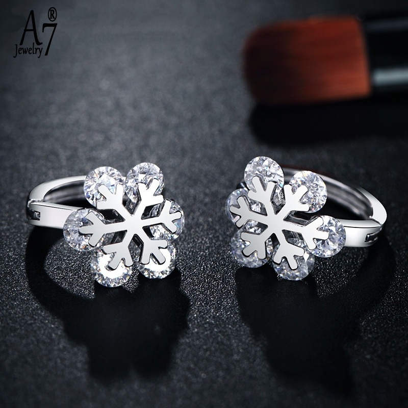 Bông tai mạ bạc 925 hình hoa tuyết thiết kế đơn giản thời trang cho nữ