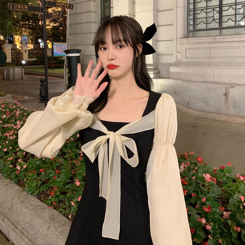 Đầm Ngắn Cổ Vuông Sọc Ca Rô Dáng Ôm Thời Trang Retro Pháp 2022