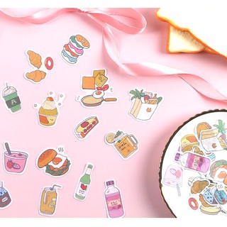 Enjoymore 🍝 Set 40 Miếng Dán Washi Chủ Đề Đồ Ăn Thức Uống Sticker Trang Trí Nhật Ký Planner Bullet journal