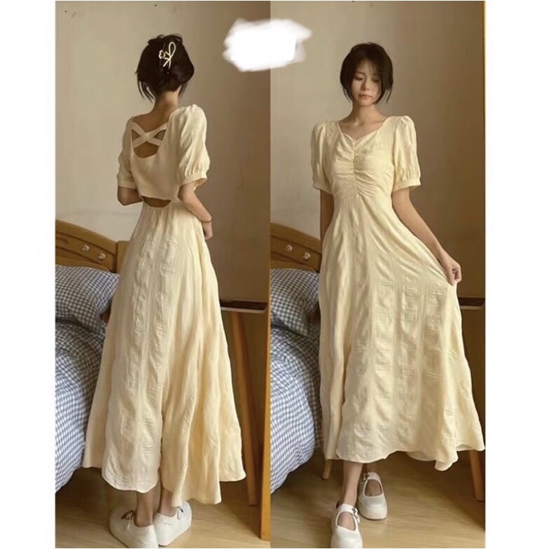 Váy Xoè Tiểu Thư Lưng Đan Dây Chéo Quyến Rũ HT24 HaLuu Store