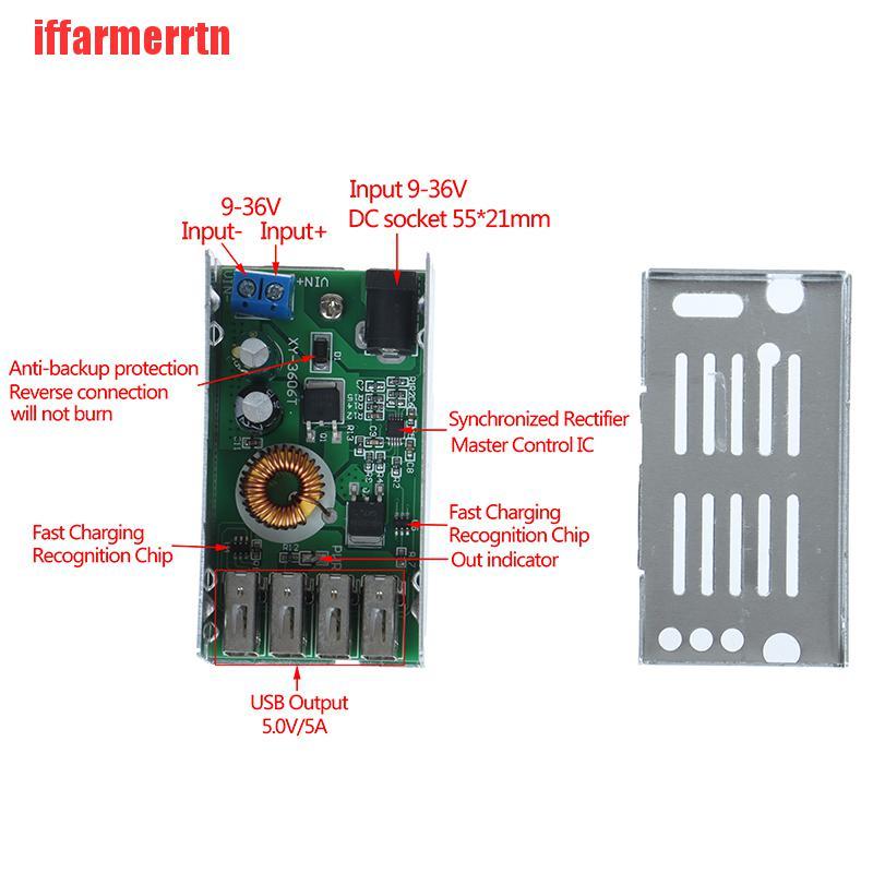 Mô Đun Hạ Áp Từ Dc 9v 12v 24v 36v Xuống 5v 5a 4 Usb Kèm Phụ Kiện