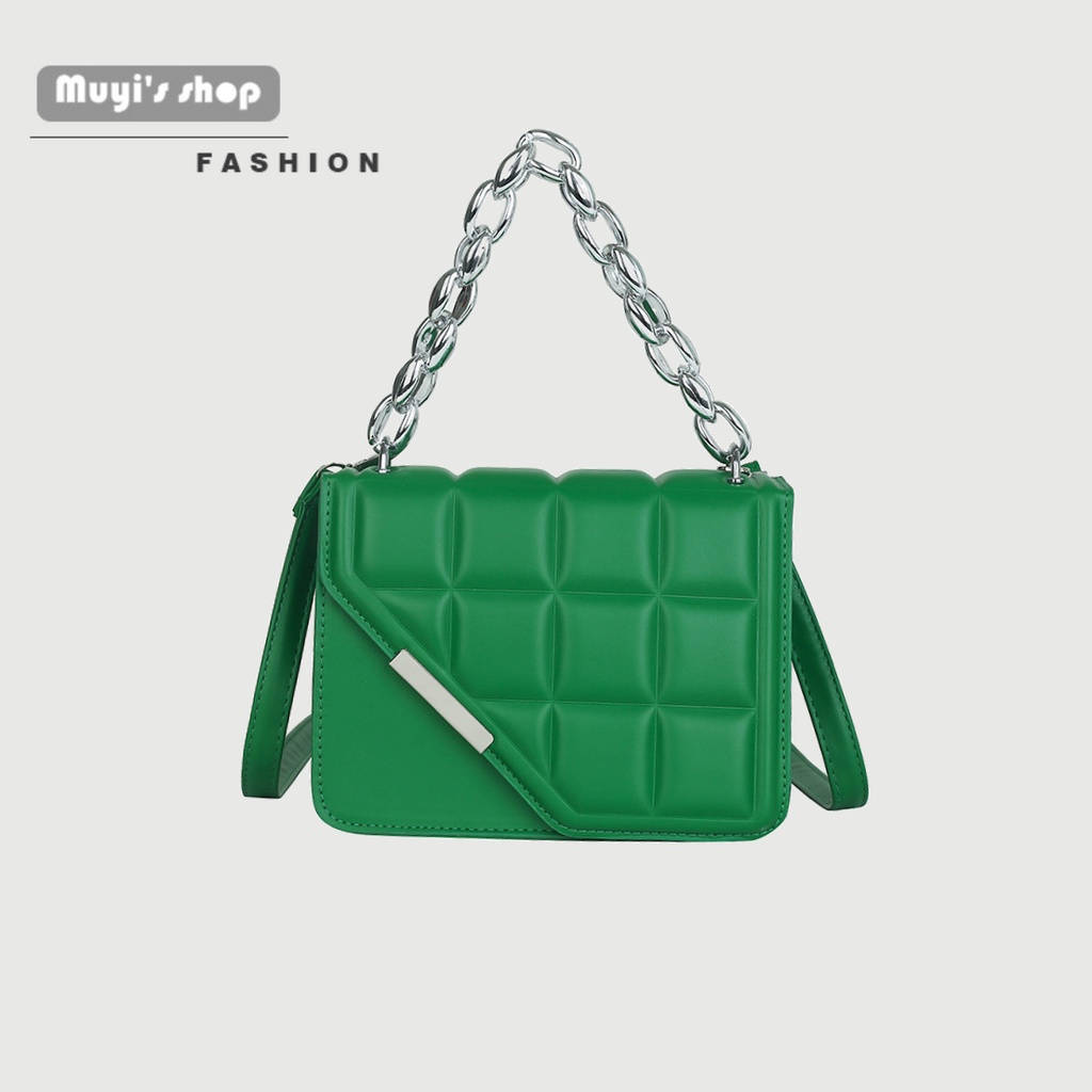 Túi Xách Đeo Vai Hình Vuông Nhỏ Kẻ Caro Phối Dây Xích Đơn Giản Thời Trang Dành Cho Nữ