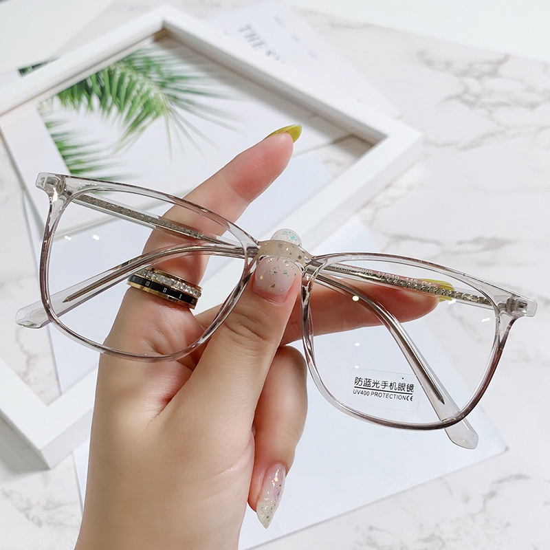 Mắt Kính Gọng Vuông Màu Kẹo Trong Suốt Chống Ánh Sáng Xanh Phong Cách Hàn Quốc