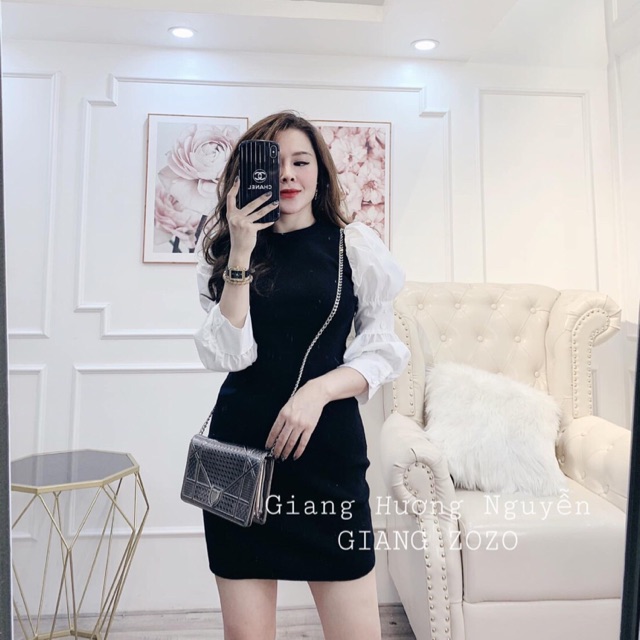 VÁY LEN TĂM TIỂU THƯ PHỐI SƠ MI TAY BO⚡️
