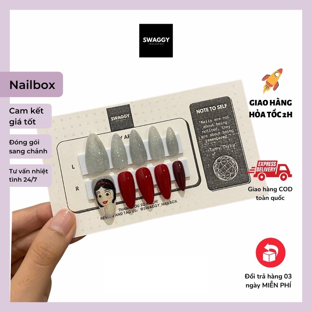 Nailbox 🔥 Bộ 10 móng tay giả thiết kế ⚡️ FREESHIP ⚡️ - HÀNG CÓ SẴN - DISNEY PRINCESS - Snow White