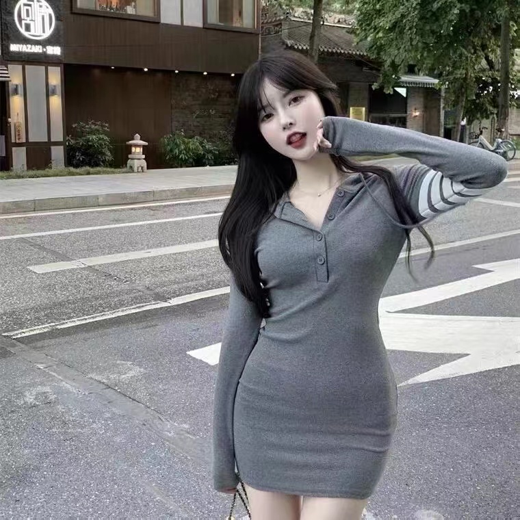Đầm Tay Dài Ôm Eo Thời Trang Mùa Thu Hàn Quốc Mới Dành Cho Nữ