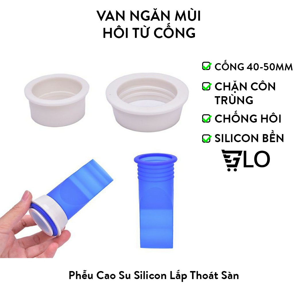 Bộ Van Ngăn Mùi Hôi Cống Kèm Nắp Nhựa, Phụ Kiện Phễu Cao Su Silicon Lắp Thoát Sàn Nhà Tắm Phòng Vệ Sinh Chống Côn Trùng