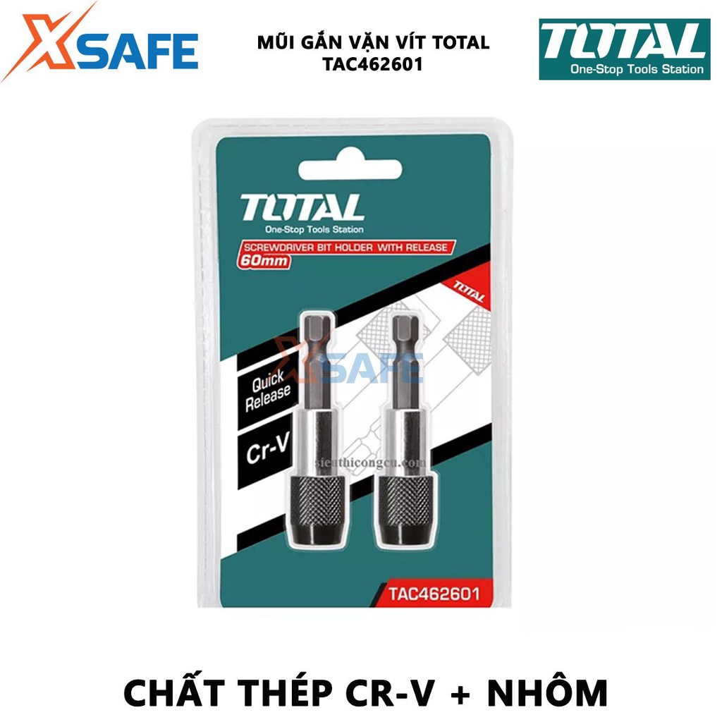 Mũi gắn vặn vít TOTAL TAC462601 size 60mm, kích thước 13cmx3cmx17cm, chất liệu thép, Cr-V, nhôm cứng cáp
