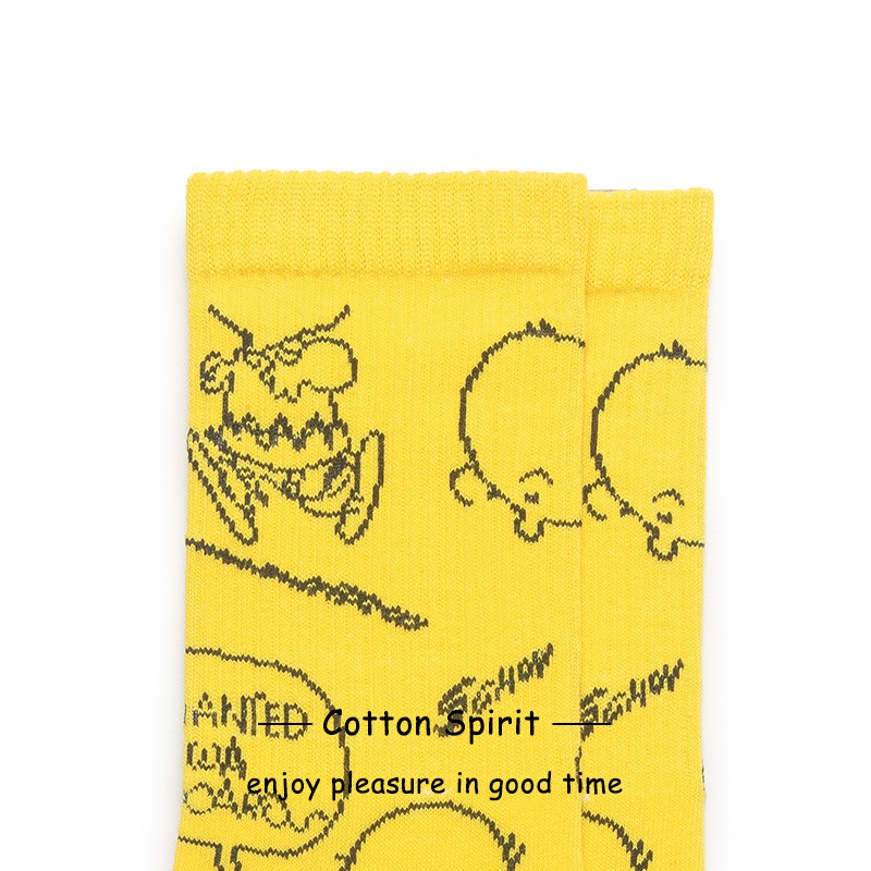Tất cổ cao Nam nữ Cao cấp In hình hoạt tiết hoạt hình Snoopy Vớ Cao cổ Cotton Unisex Trượt Patin