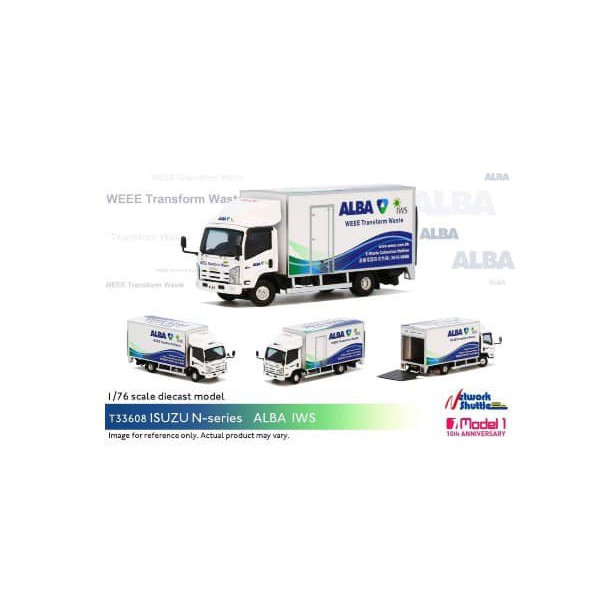 Model 1 tỉ lệ 1:76 Diecast Model Car-ALBA IWS Isuzu N-Series Xe tải tái chế chất thải của thiết bị điện.