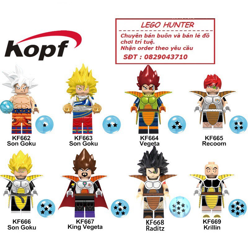 Xếp hình Minifigures Dragon Ball nhân vật Bảy viên ngọc rồng Son goku Vegeta Recoom Raditz Krillin KOPF