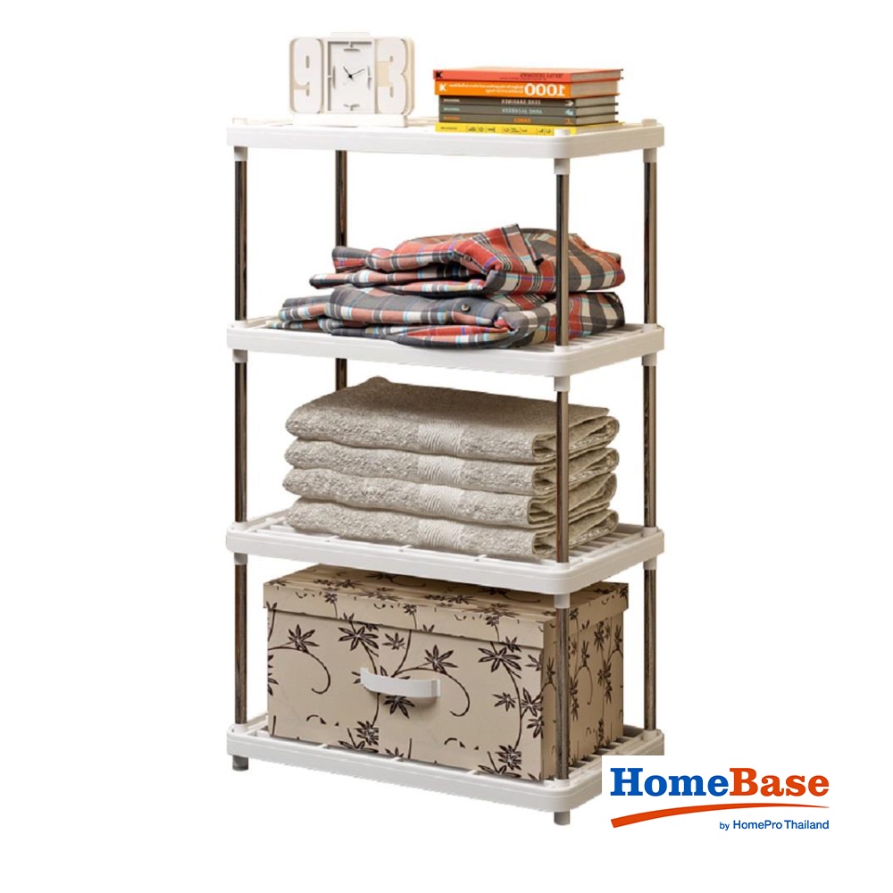 HomeBase STACKO Kệ để đồ 4 tầng nhựa SIMPLE W42xD22xH80cm màu trắng