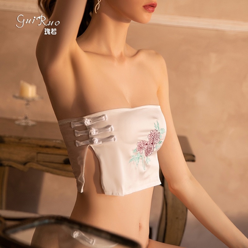 Set Bộ Yếm Quây Thiếu Nữ Nhung Đỏ Sexy Gợi Cảm MS1093 [CWEAR.SEXY_ĐỒ NGỦ &amp; NỘI Y CAO CẤP]