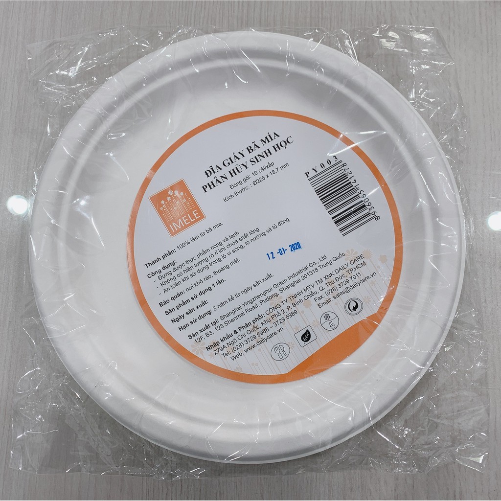 Đĩa tròn bã mía 9 inch ~23cm (10 cái và 50 cái/xấp)