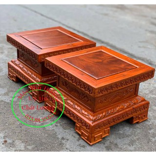 Đôn vuông đôn gỗ hương kỷ chiện-chân loa gỗ cao 20cm