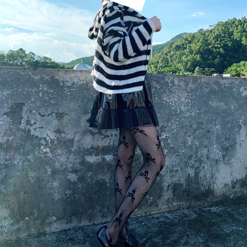 Áo Khoác Len Cardigan Tay Dài Có Khóa Kéo Họa Tiết Kẻ Sọc Thời Trang Cho Nữ