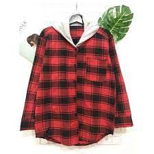 ÁO KHOÁC SƠ MI FORM UNISEX PHỐI SỌC TO CARO CÓ NÓN - TD TEENSHOP