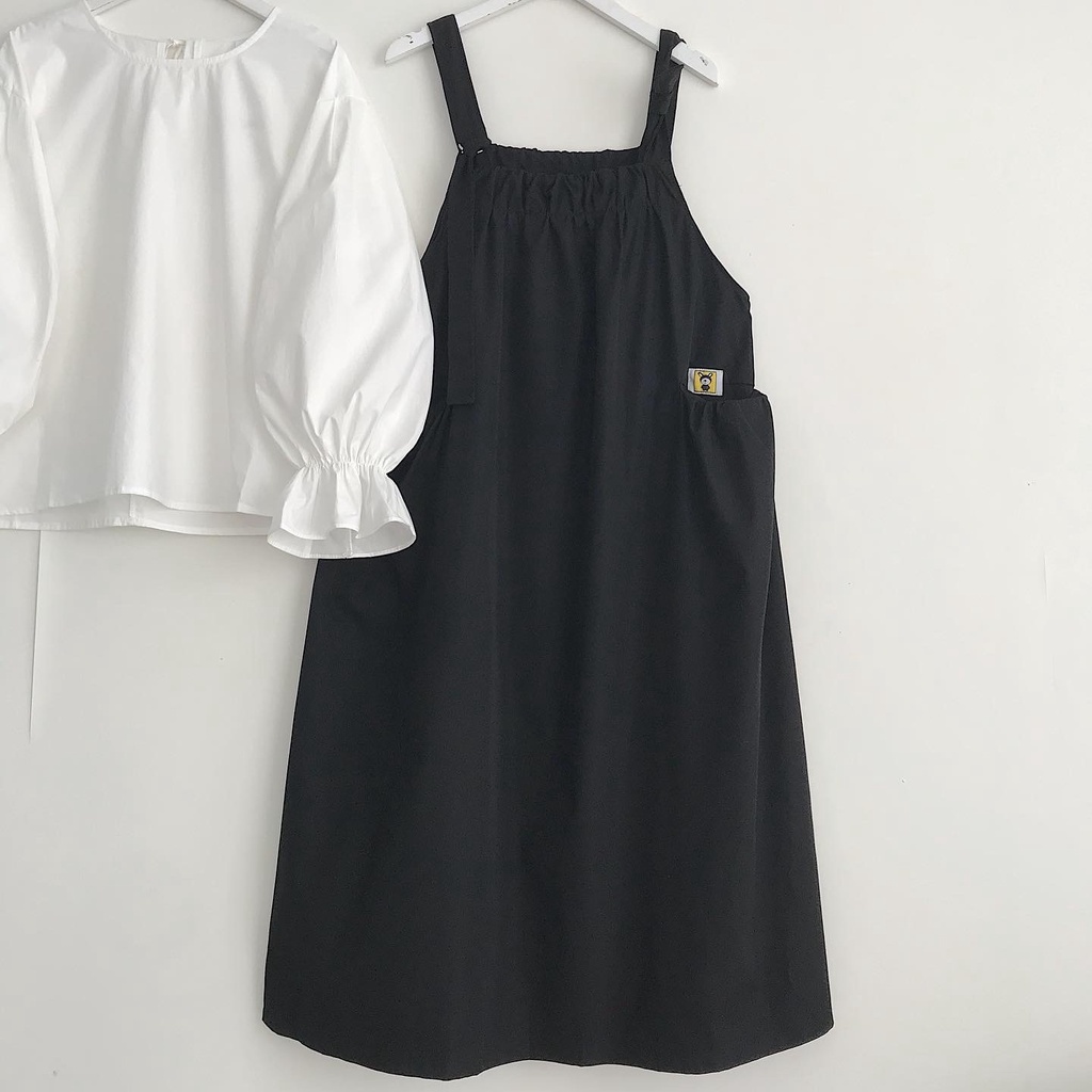 Yếm Váy Nữ Thắt Nơ JEMCLOSET Kosin Form Rộng Dễ Thương Phong Cách Basic Hàn Quốc Trẻ Trung Năng Động 3374