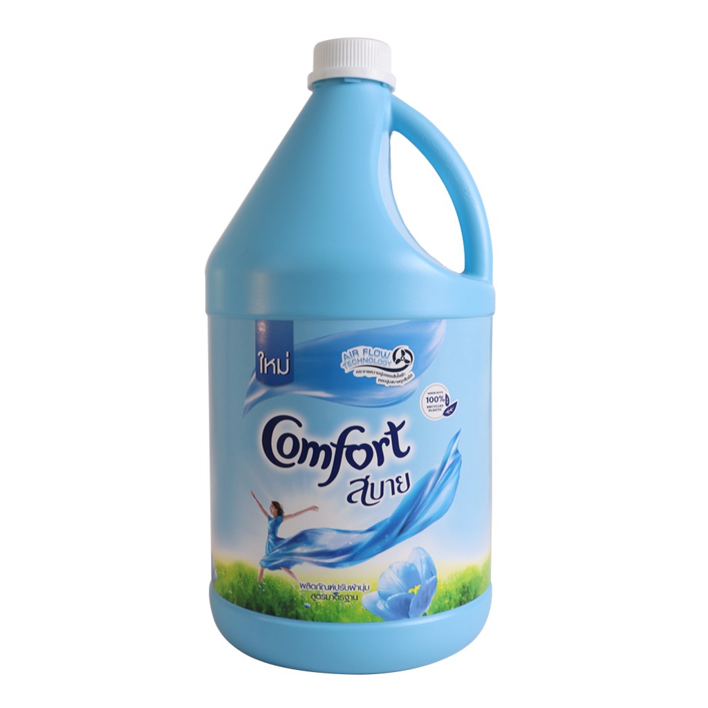 Nước xả mềm vải lưu hương lưu ly xanh Air Flow COMFORT Thái Lan 3600ml - can xanh dương - Fabric Softener