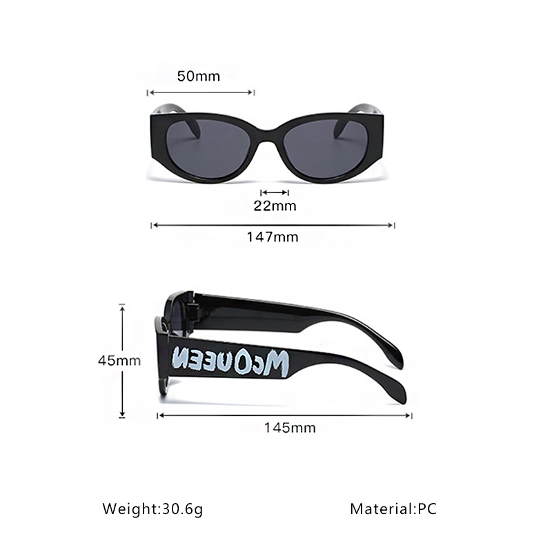 Kính Mát Gọng Oval Chống Tia UV In Chữ Thời Trang Retro