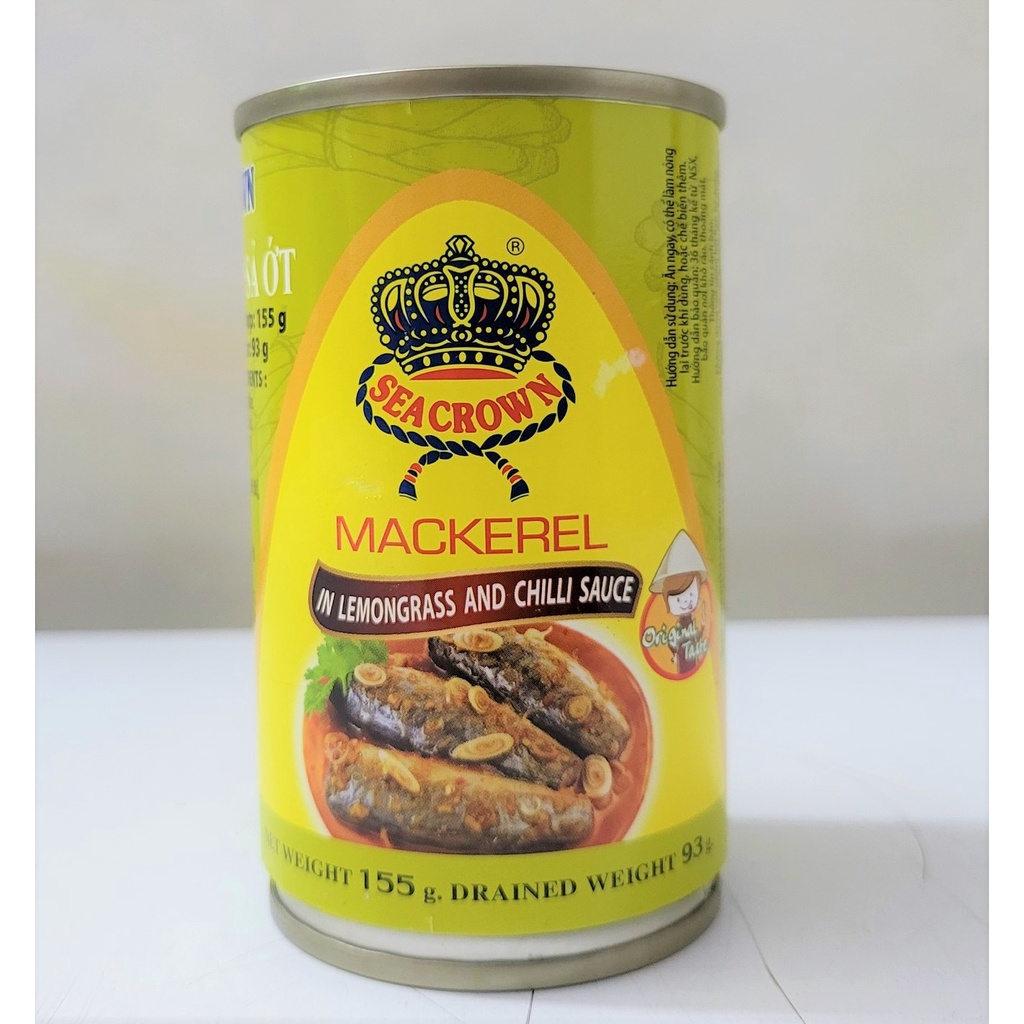 [Hộp 155g – SẢ ỚT] CÁ NỤC KHO SẢ ỚT [VN] SEA CROWN Mackerel in Lemongrass and Chilli Sauce (halal)