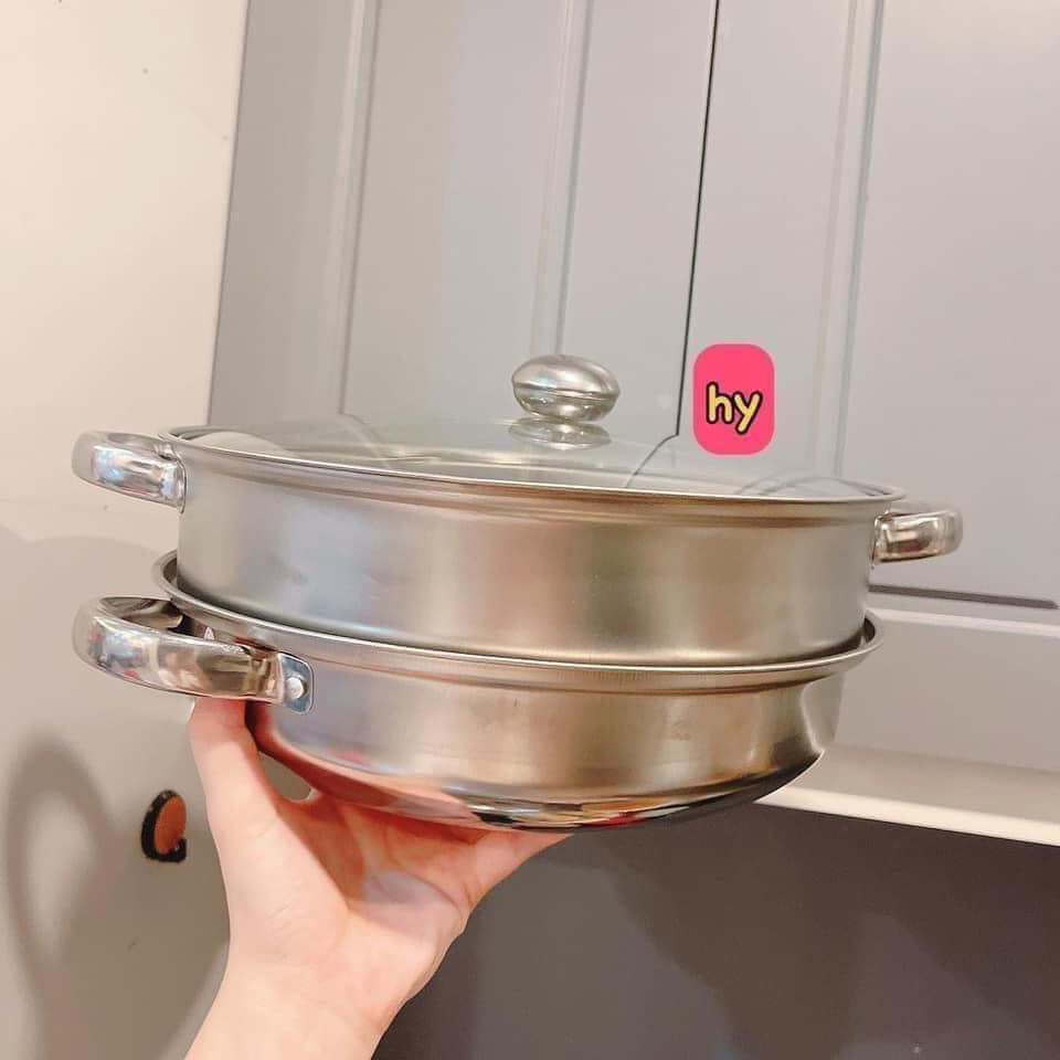 Nồi hấp 2 tầng kèm nắp kính 28cm