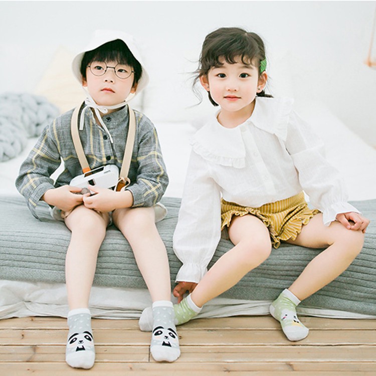 Set 5 Đôi Vớ Cotton Siêu Mỏng Thoáng Khí Họa Tiết Hoạt Hình Dễ Thương Cho Bé