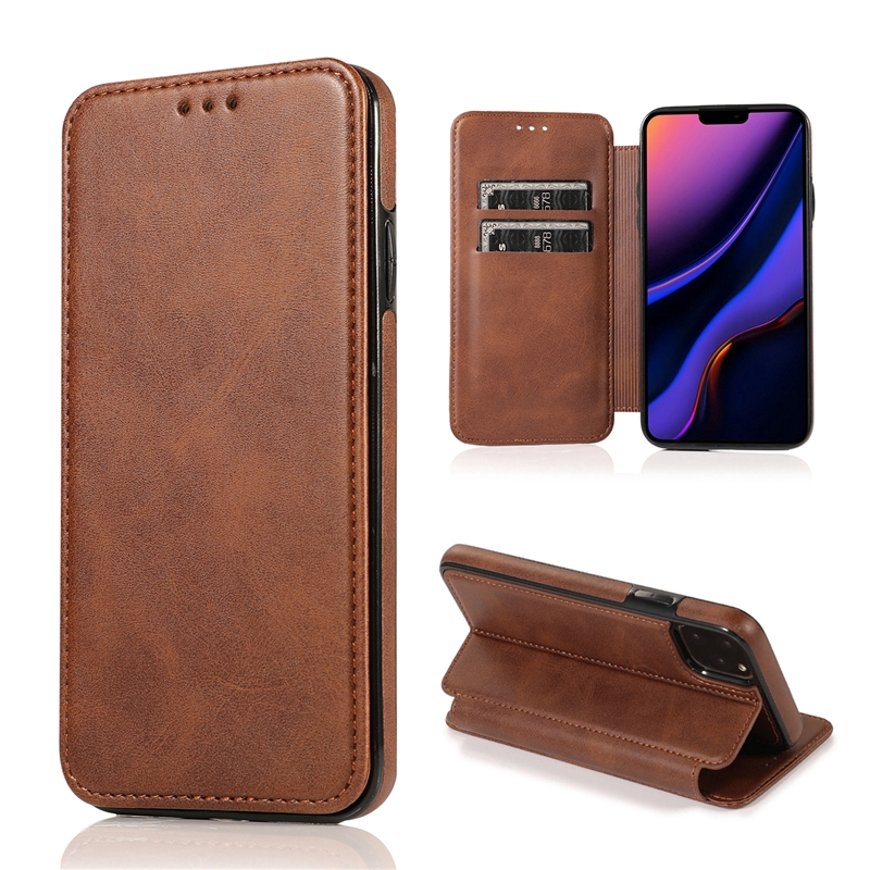 IPhone 12 11 Pro Xs Max XR 8 7 SE 2020 Leather Case Full Protection Flip Card slot Bracke Soft Cover Casing