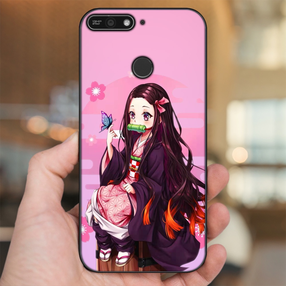 Ốp lưng Huawei Y6 Prime viền đen in hình Nezuko Kimetsu no Yaiba