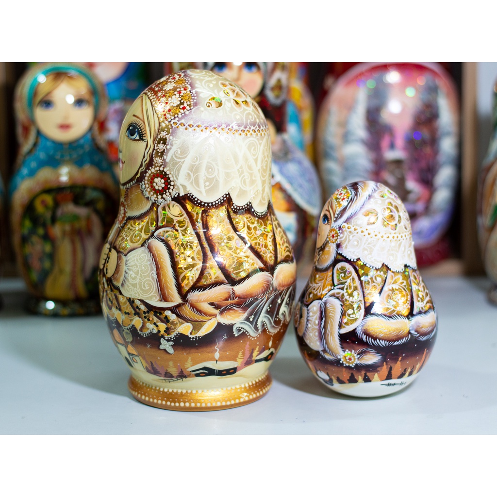BỘ COMBO BÚP BÊ NGA MATRYOSHKA 22CM CAO CẤP  VÀ LẬT ĐẬT NGA CỰC ĐẸP, THANH LỊCH VÀ SANG TRỌNG