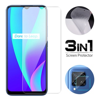 3 Trong 1 Kính cường lực + Miếng dán Cacbon + Kính Cường Lực Bảo Vệ Camera Sau Cho Realme 5 6 7 8 Pro 5i 6i 7i C3 C11 C12 C15 C17 C20 C21Y C25 C25S C25Y