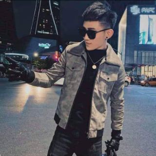 Áo khoác da lộn cổ lông