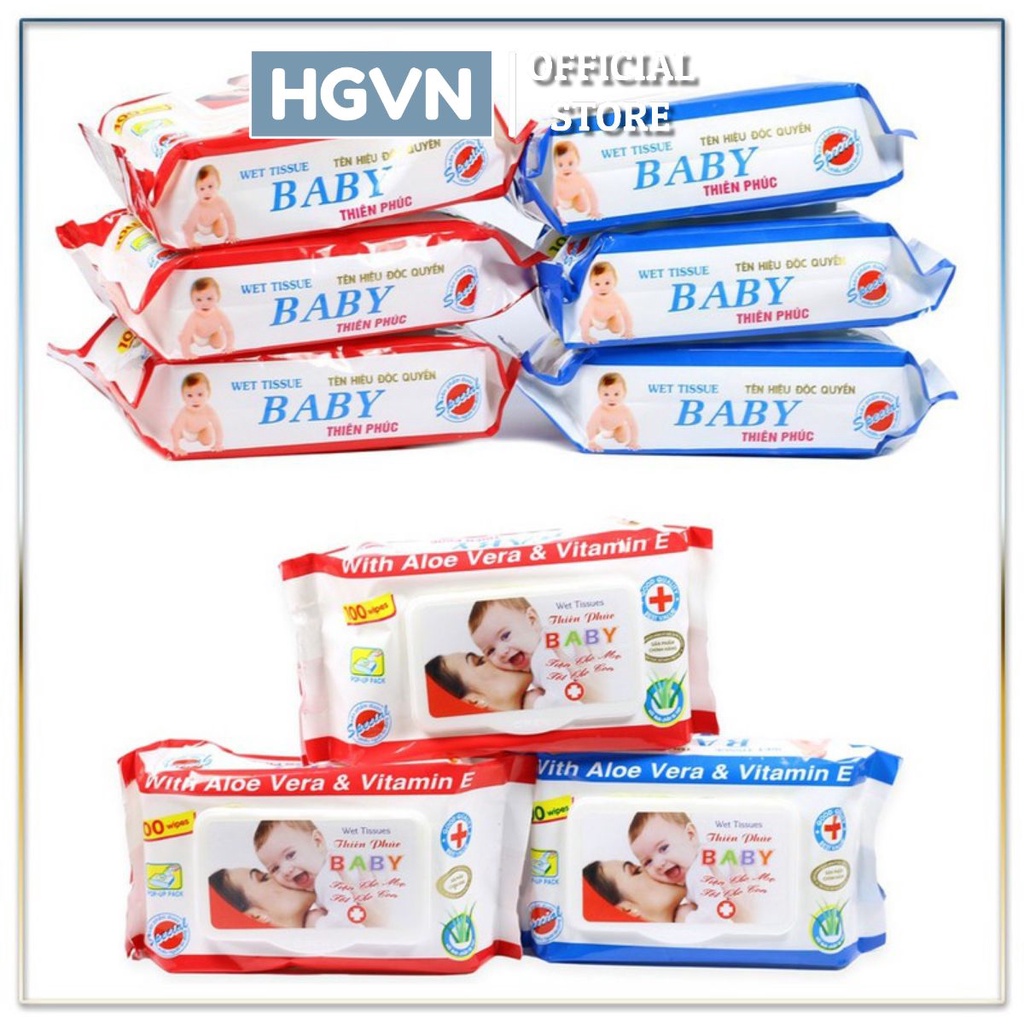 COMBO 2 GÓI Khăn Giấy Ướt Baby Có Nắp (Gói 100 Tờ)