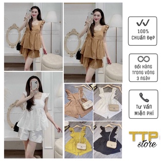[HÌNH THẬT] SET 2 DÂY CÁNH TIÊN CỔ VUÔNG QUẦN SHORT ĐŨI QUẢNG CHÂU THIẾT KẾ CAO CẤP TTP STORE