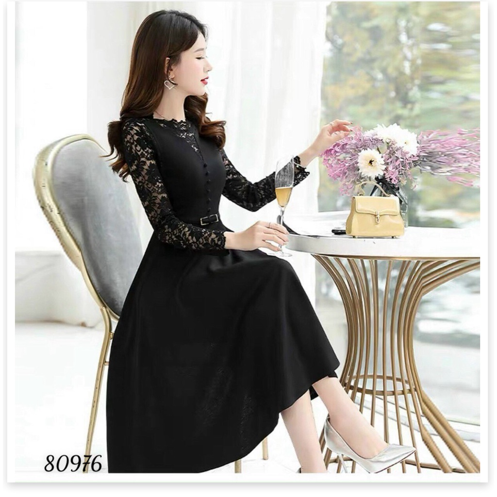 ĐẦM UMI PHỐI REN KÈM NỊT SIÊU ĐẸP TÔN DÁNG CHO CHỊ EM KME FASHION