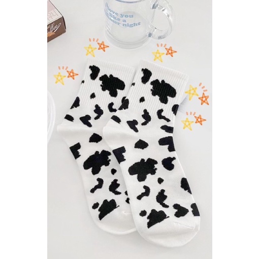 Tất/Vớ cổ cao BÒ SỮA Hàn Quốc nam nữ unisex