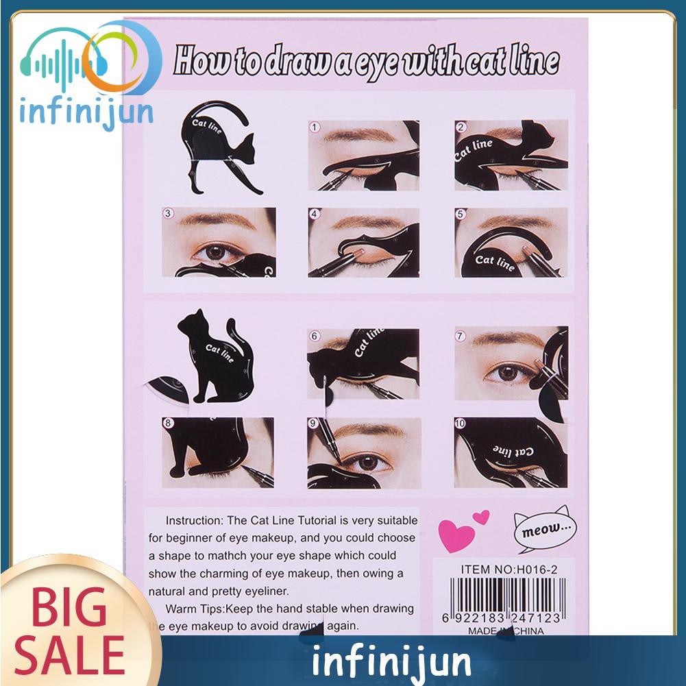 [Hàng mới về] Set 2 khuôn kẻ mắt lông mày thiết kế hình mèo tiện dụng chất lượng cao